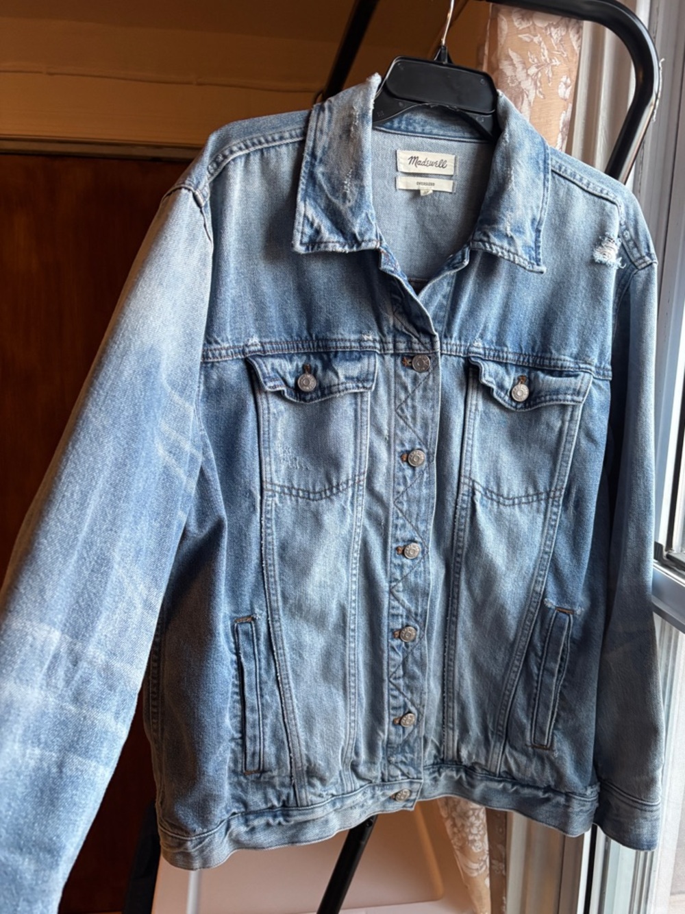 EUC Madewell Oversized Blue Jean Jacket | Distressed Denim | Women’s Plus 1X